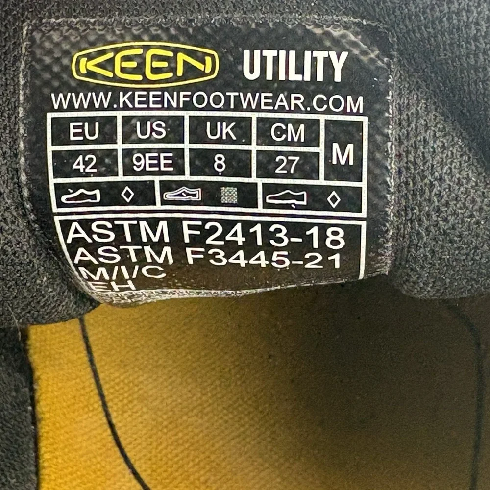 Keen Work Shoes Men's Size 9EE Black Utility Konnectfit Safety Toe